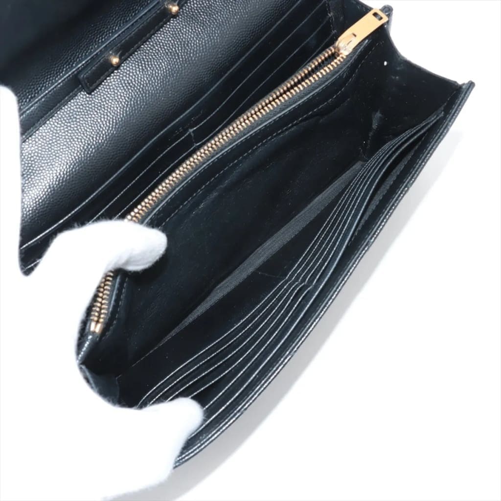YSL Yves Saint Laurent Monogram Matelassé Envelope Wallet On Chain (MSRP $1600) - black / Leather / shoulder bag