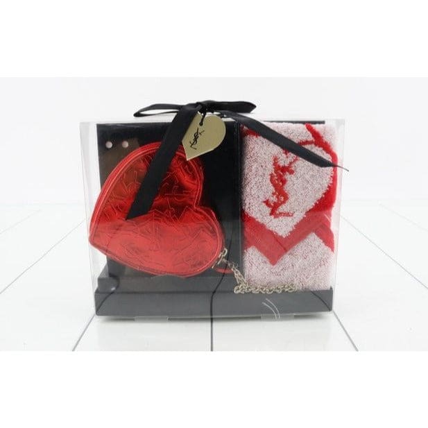 YSL Yves Saint Laurent New in Box Coin Pouch and Towel Gift Box - red / coated canvas / coin purse