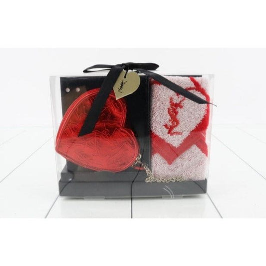 YSL Yves Saint Laurent New in Box Coin Pouch and Towel Gift Box - red / coated canvas / coin purse