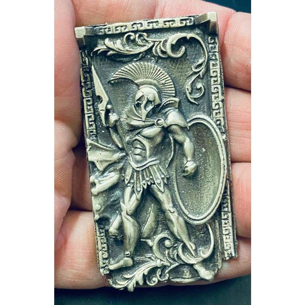 1.6 Oz MK BarZ  "Spartan Warrior" Sand Cast Art High Relief .999 Fine Silver - MK BARZ AND BULLION