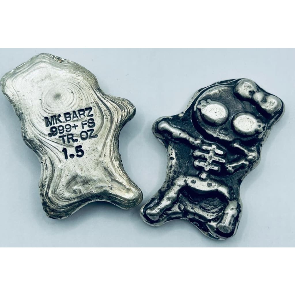 1.5 Oz MK BarZ Dancing Girl Skeleton Hand Poured.999 FS
