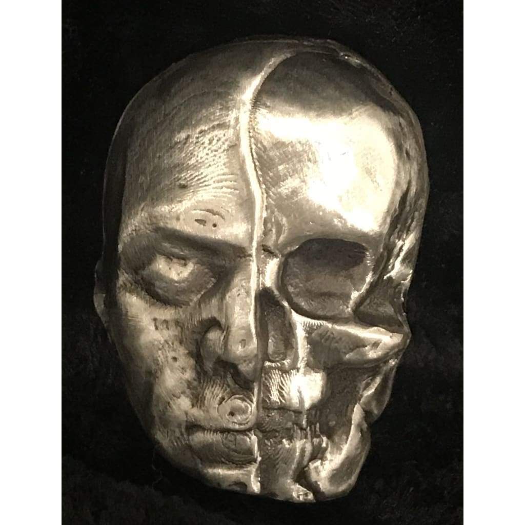 1.5 ozt MK BarZ Half Dead-1/2 Man & Skull.999 FS Hand Poured