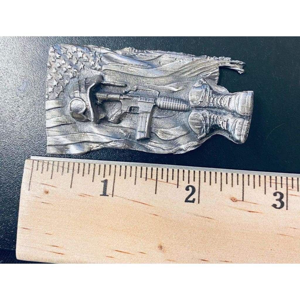 @1.85 Oz MK BarZ Fallen Soldier Tribute Sand Cast Art High Relief.999 Fine Silver