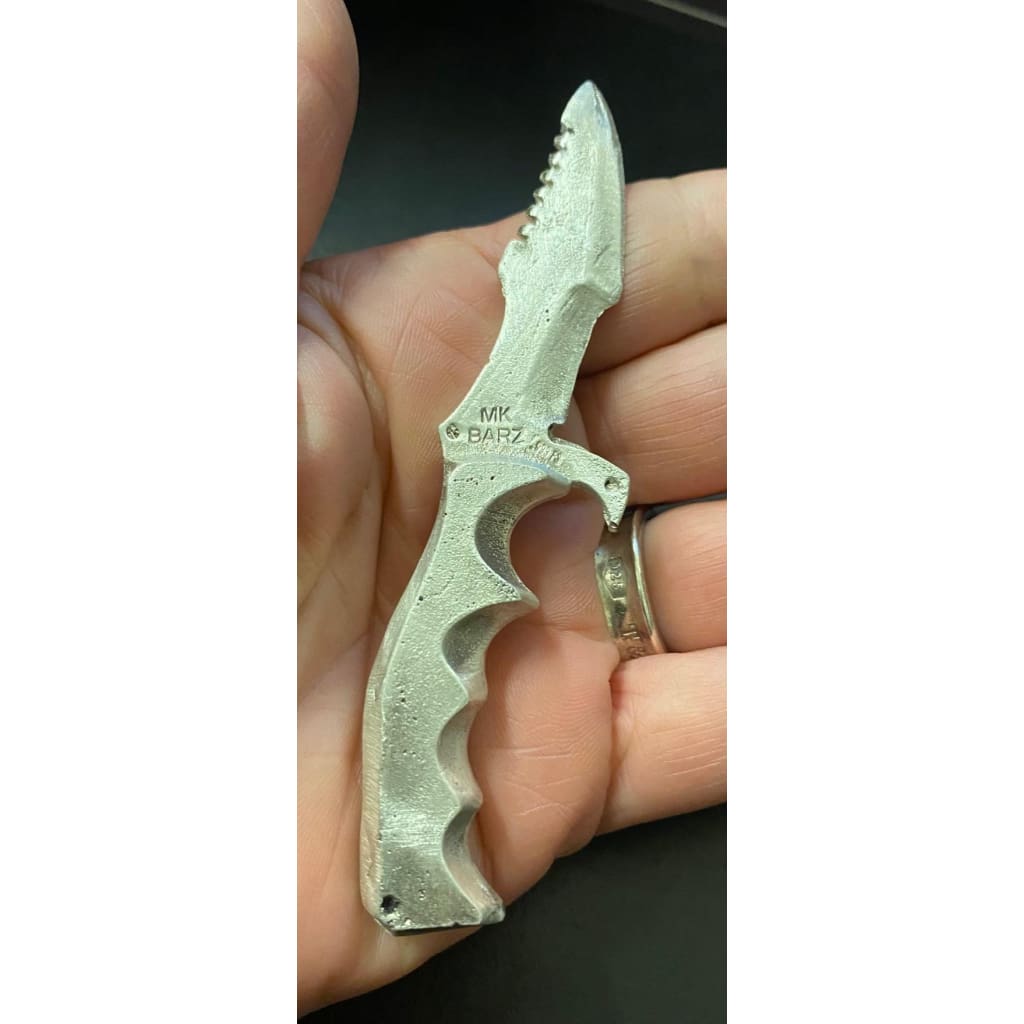 @1.85 Troy Oz MK BarZ 3D Tactical Bowie Knife 2 Part Sand Cast.999 FS