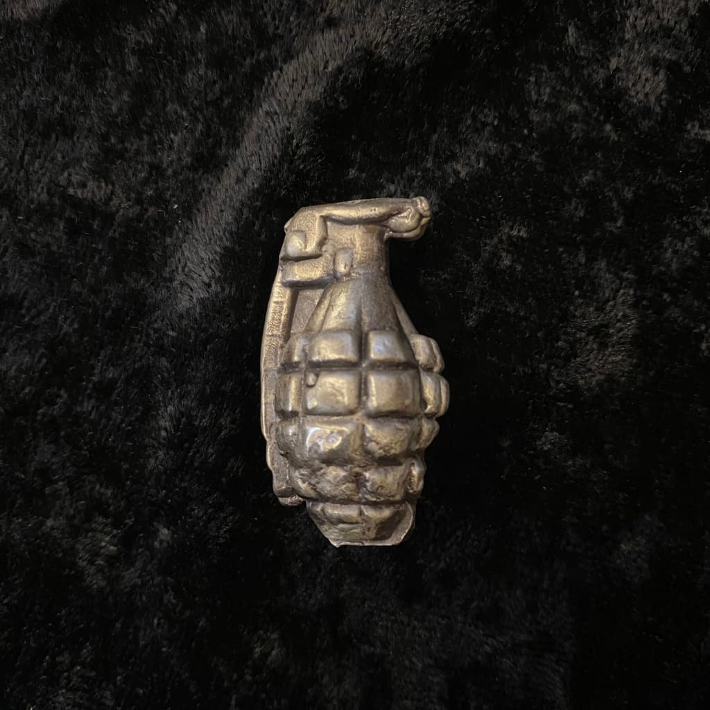 @1.9 Oz MK BarZ 3D Deadly Grenade Statue Hand Poured.999 FS Bar