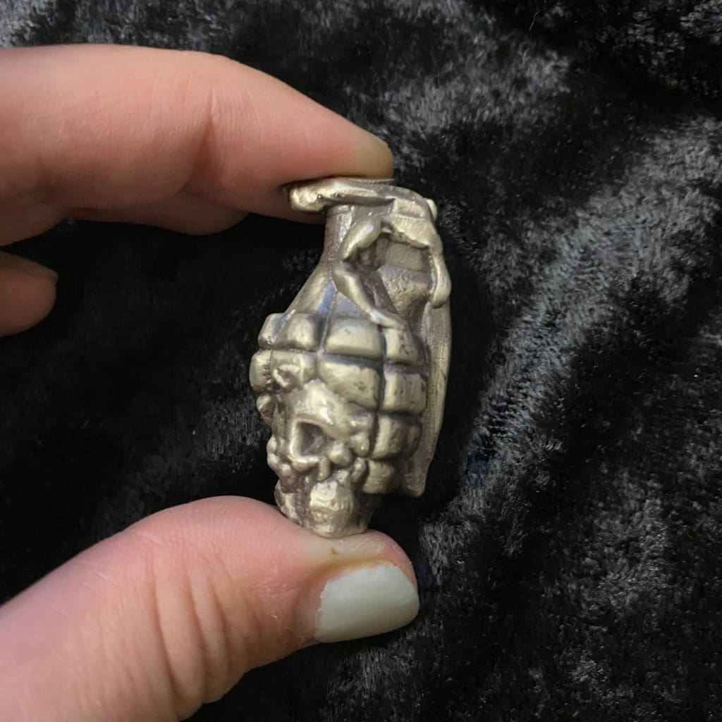 @1.9 Oz MK BarZ 3D Deadly Grenade Statue Hand Poured.999 FS Bar