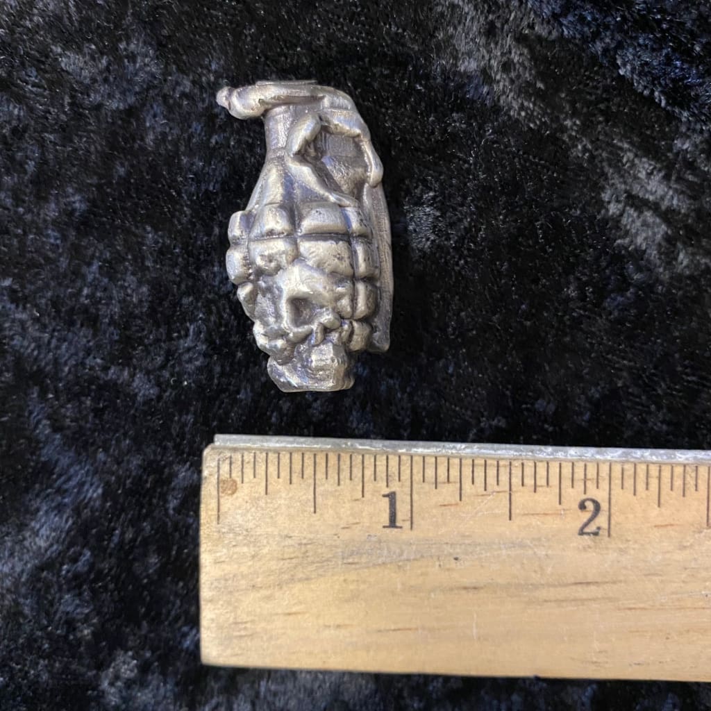 @1.9 Oz MK BarZ 3D Deadly Grenade Statue Hand Poured.999 FS Bar