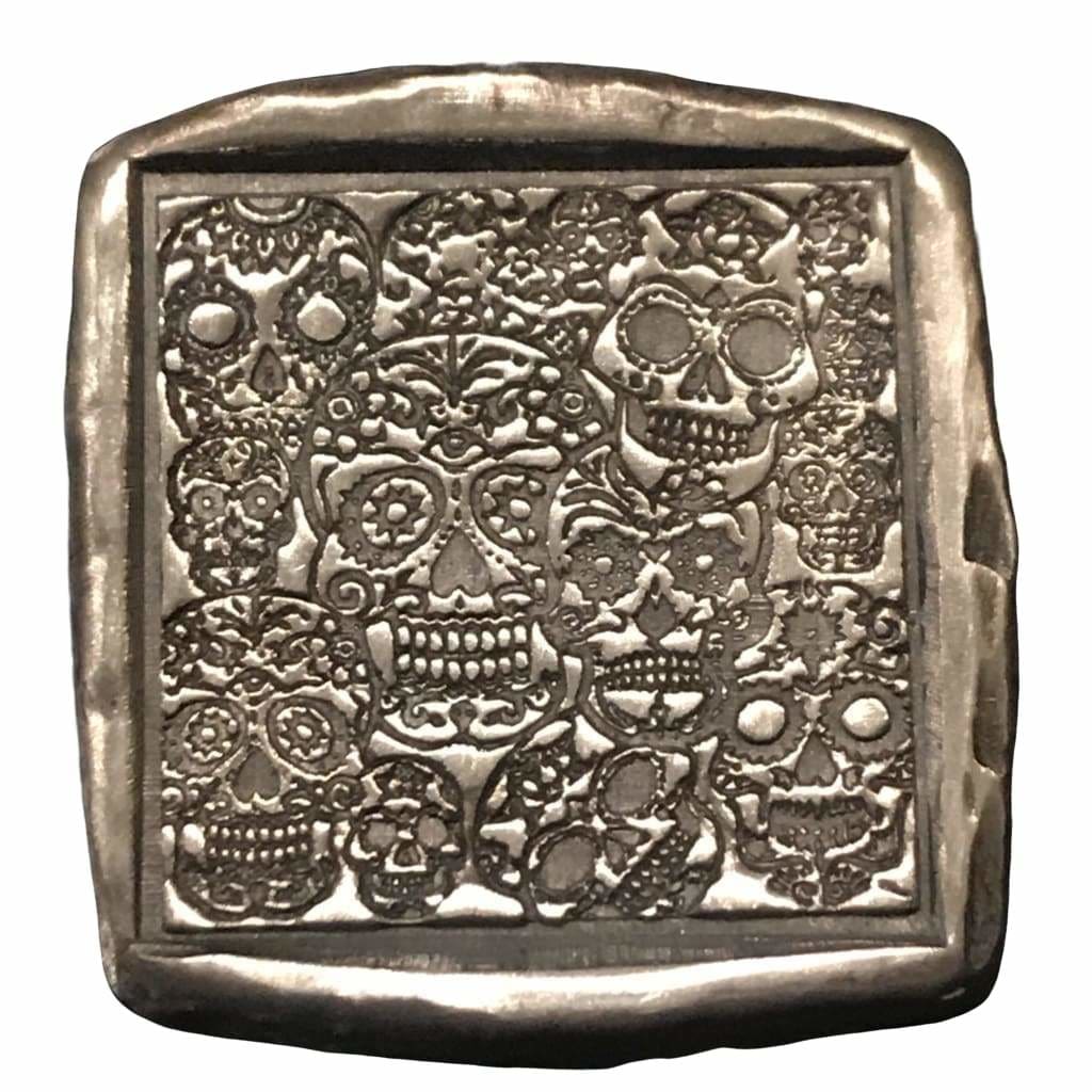 1 Oz.999 FS MK BarZ Stamped Dia De Los Muertos Graveyard Square