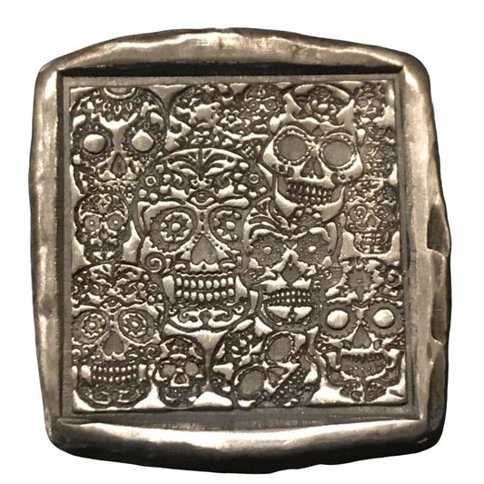 1 Oz.999 FS MK BarZ Stamped Dia De Los Muertos Graveyard Square