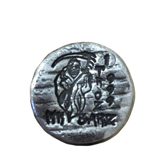 1 oz GET READY FOR THE REAPER Hand Stamped Round.999FS