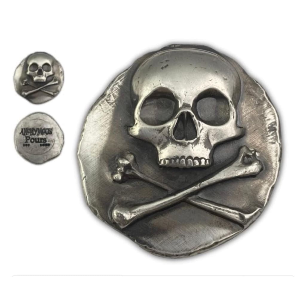 1 Oz MK Skull Round BARZ MK AND Bones – - 999 Cross FS “ ”Anonymous & BARZ Pours BULLION