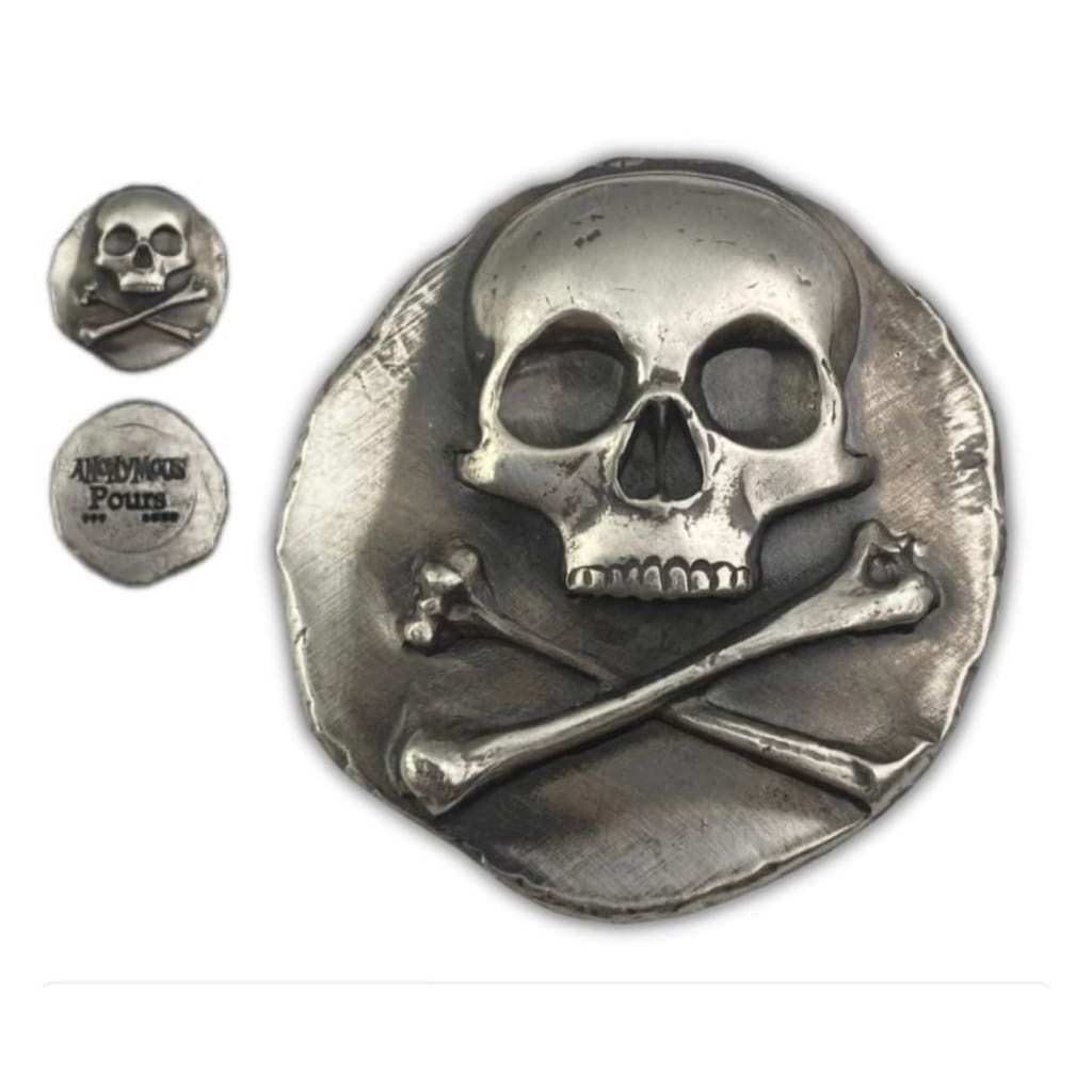 1 Oz MK BARZ ”Anonymous Pours - Skull & Cross Bones “ Round 999 FS