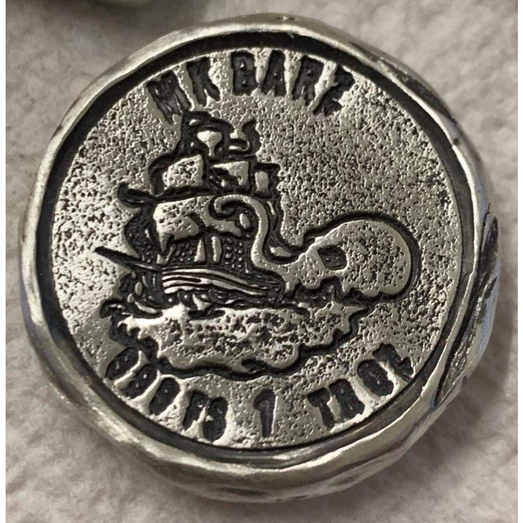 1 Oz  MK BarZ "Beware of the Sea Demon" Stamped Round .999 Fine Silver - MK BARZ AND BULLION