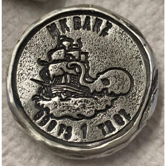 1 Oz  MK BarZ "Beware of the Sea Demon" Stamped Round .999 Fine Silver - MK BARZ AND BULLION