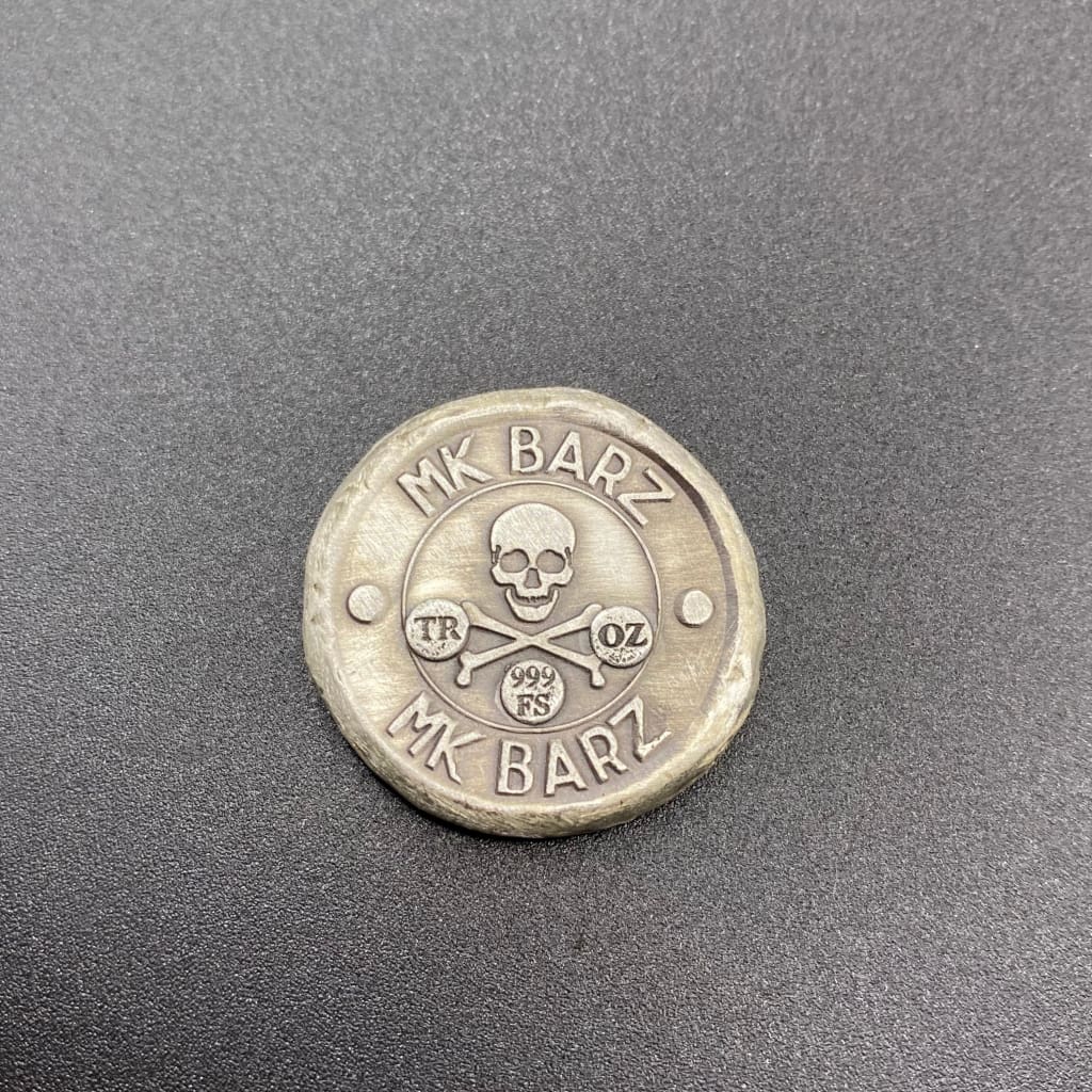 1 oz MK BarZ Double Reverse Button Hand Stamped Round.999FS
