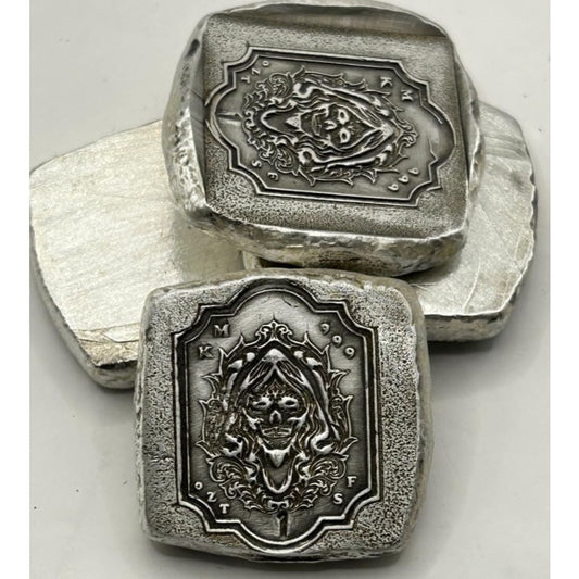 1 Oz. MK BarZ Embrace the Spirit- Dia De Los Muertos Stamped Square.999 Fine Silver
