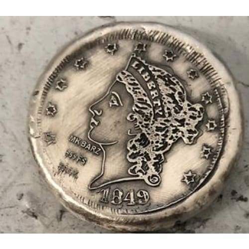 1 Oz MK BarZ Gold Coin 1849 Replica Double Stamped Coin.999 FS