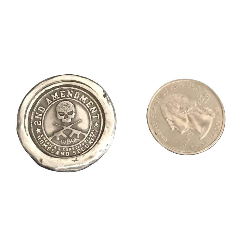 1 Oz MK BarZ Homeland Security-Punisher 2nd Amendment Rights Stamped.999 FS Round