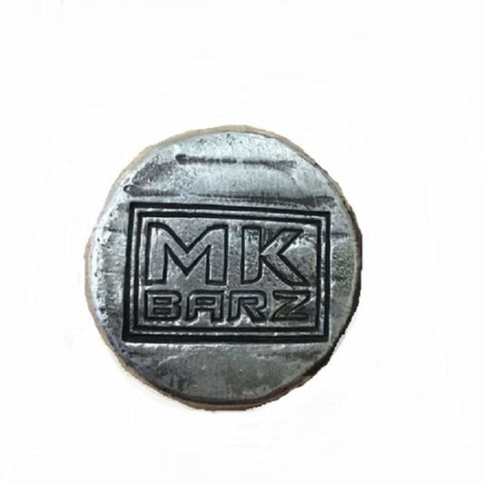 1 oz MK BARZ LOGO Hand Stamped Round.999FS