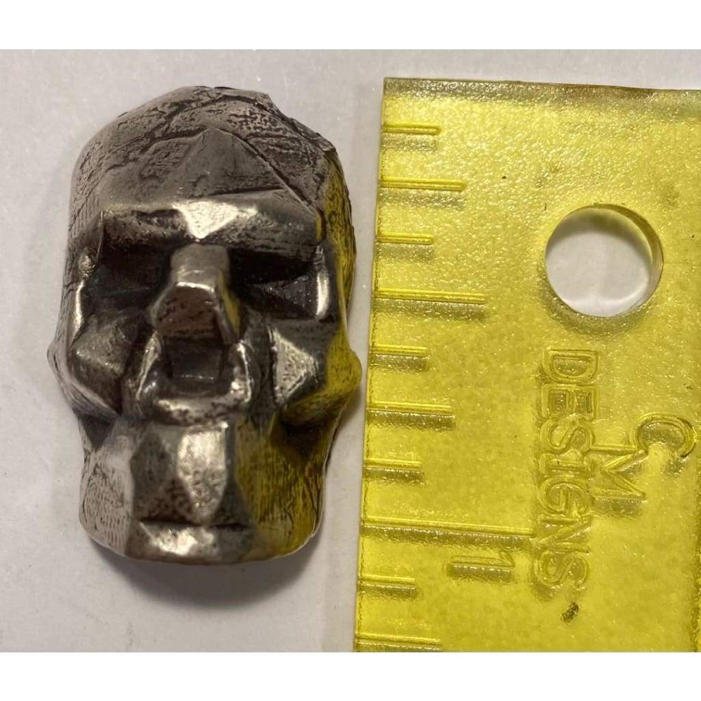 1 Oz MK BarZ "Low Poly Skull" Hand Poured .999 Fine Silver - MK BARZ AND BULLION