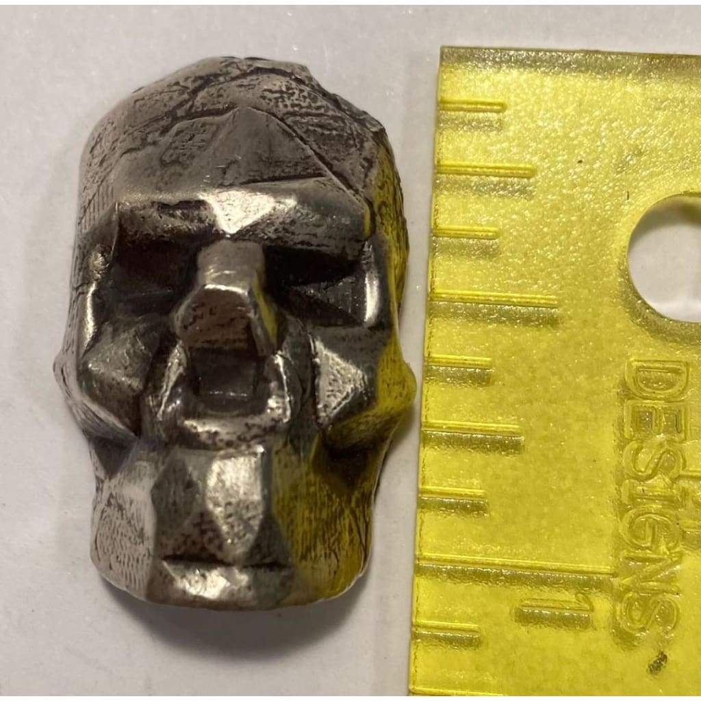 1 Oz MK BarZ "Low Poly Skull" Hand Poured .999 Fine Silver - MK BARZ AND BULLION