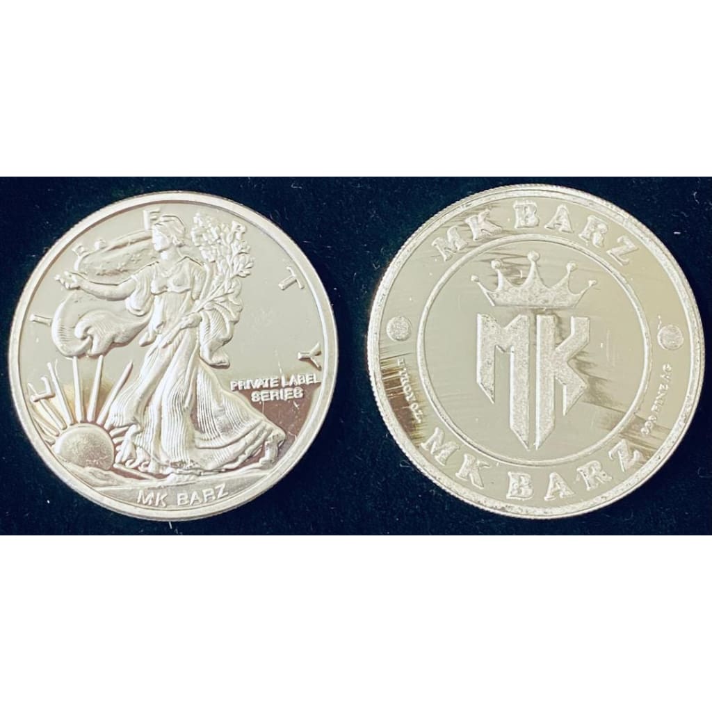 1 Oz MK BarZ Mint Walking Liberty“ Coin Stamped Round.999 Fine Silver