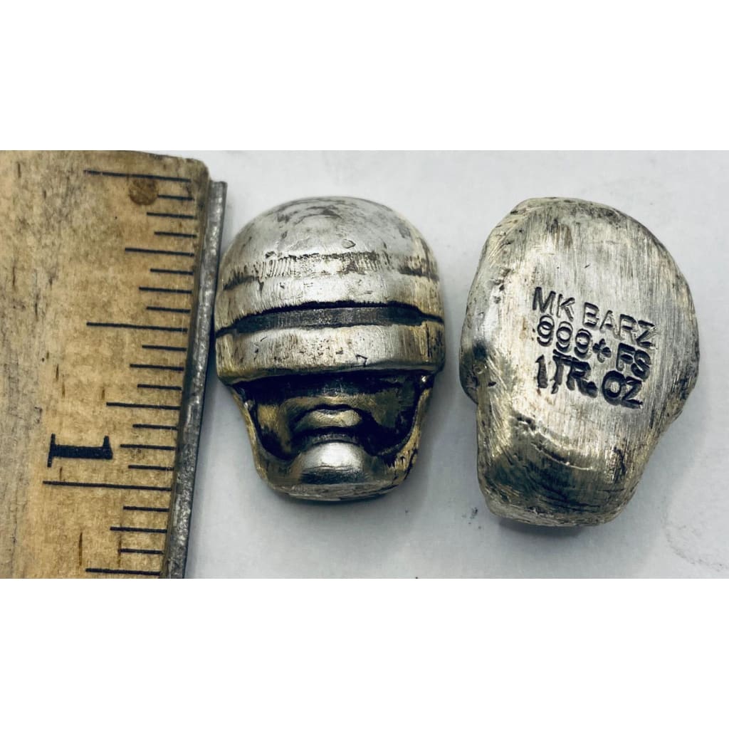 1 Oz MK BarZ Robo Cop Hand Poured.999 FS