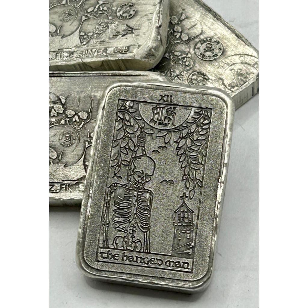 1 Oz MK BarZ The Hanged Man Hand Poured & Stamped.999 FS Bar