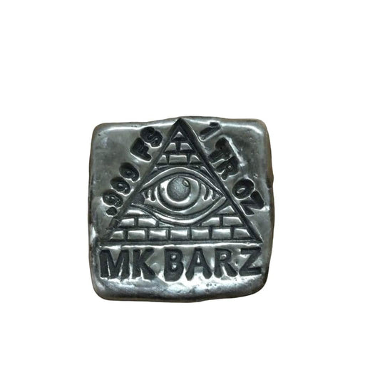 1 ozt MK BarZ ALL SEEING EYE Stamped Square.999 fs - silver bullion