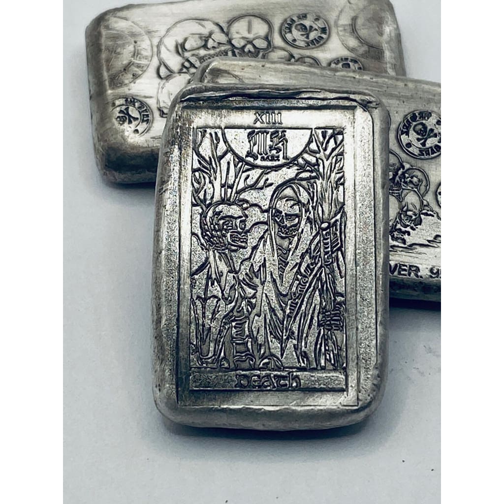 1 Ozt MK BarZ Death Tarot Card Weight Bar.999 Fine Silver