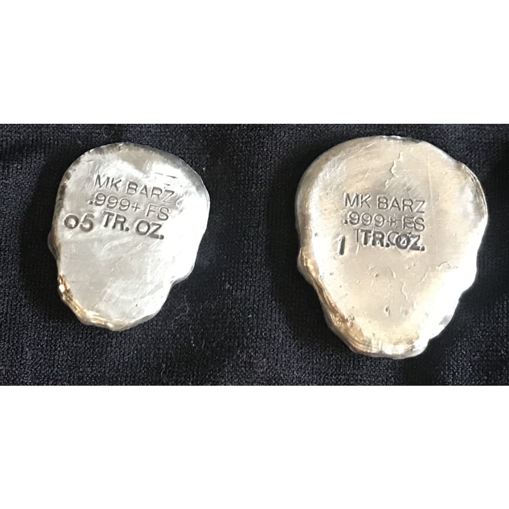 1 Ozt MK BarZ Golden Flower Sugar Skull.999 FS - silver bullion