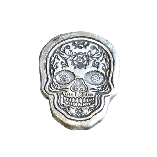 1 Ozt MK BarZ "Golden Flower" Sugar Skull .999 FS - MK BARZ AND BULLION