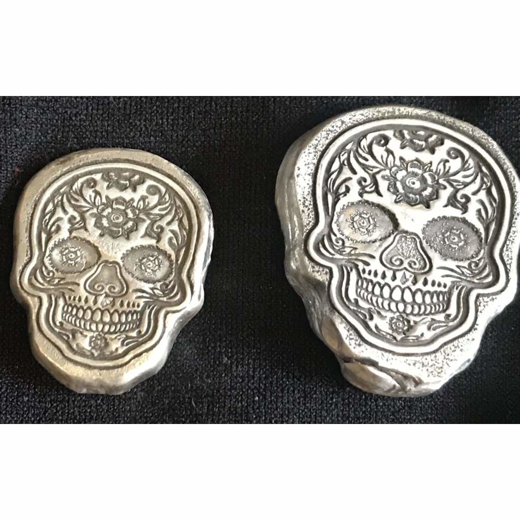 1 Ozt MK BarZ Golden Flower Sugar Skull.999 FS - silver bullion