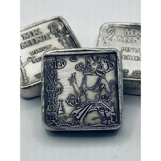1 ozt MK BarZ Pin Up - November Stamped Square.999 Fine Silver