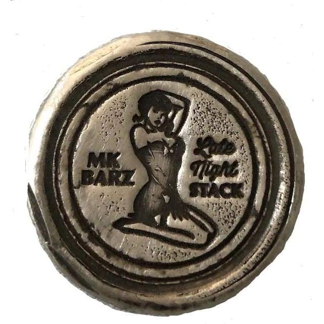 1 ozt MK BarZ PINUP GIRL SERIES "Late Night Stack" Round .999 FS - MK BARZ AND BULLION