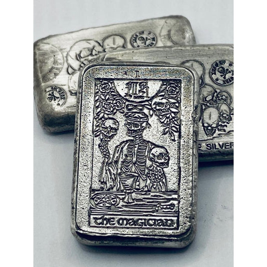 1 Ozt MK BarZ The Magician Tarot Card Weight Bar.999 Fine Silver