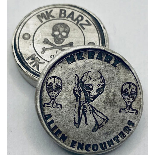 1 Troy Oz.999 Fine Silver MK BarZ Alien Smack Talk Stamped Round.999 Fine Silver