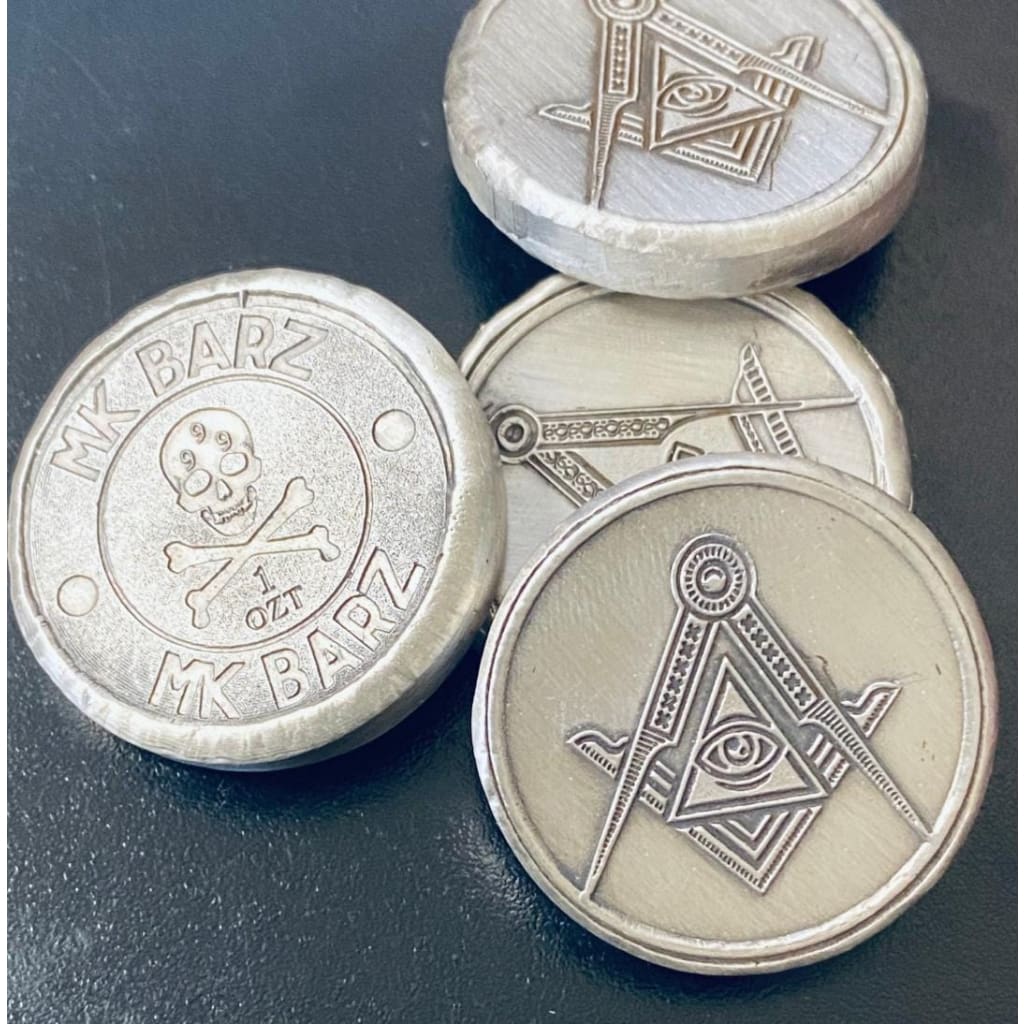 1 Troy Oz. Masonic Symbol Round.999 Fine Silver