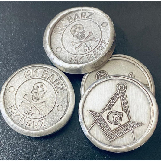 1 Troy Oz. Masonic Symbol Round.999 Fine Silver