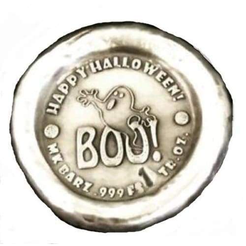 MK Barz 1 Troy Ounce .999 Fine Silver Hand Poured Round-Skulls - Foto 3