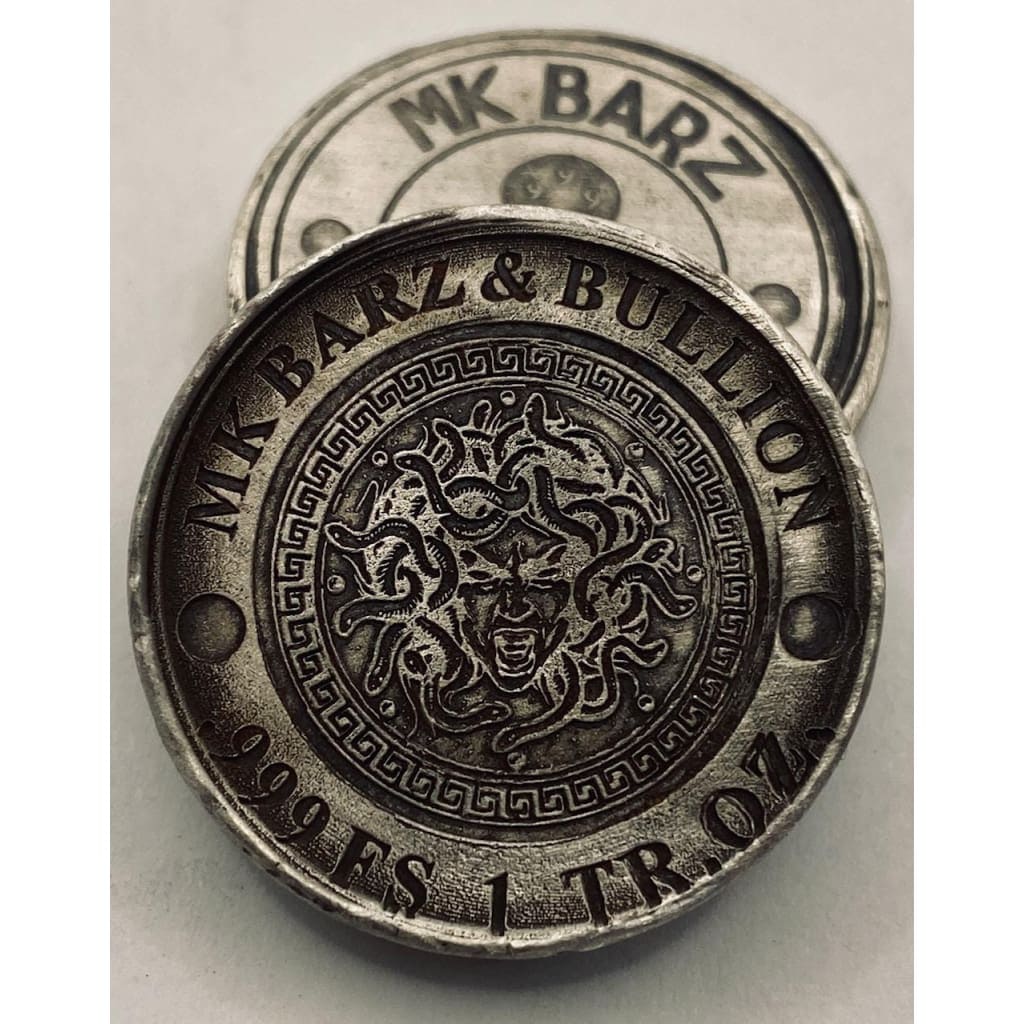 1 Troy Oz MK BarZDon’t Mess with Medusa Stamped Round.999 FS