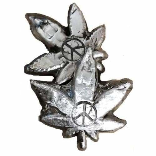 1 Troy Oz. Peace Hemp Leaf.999 Fine Silver
