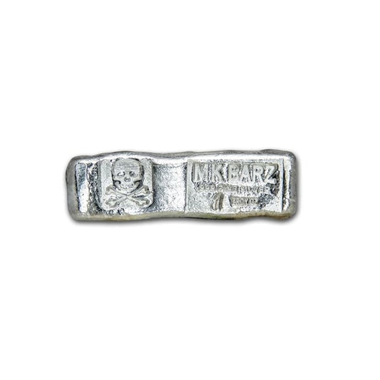 1 Troy Oz. Skull Kit Kat Stamped.999 Fine Silver