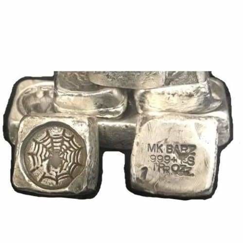 1 Troy Oz. The Spiders Web Stamped Cube.999 Fine Silver