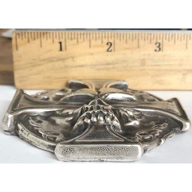 10 Oz MK BarZ Heraldic Skull Cross LTD Sand Cast.999 Fine Silver