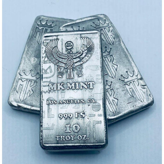 10 Ozt MK BarZ Horus Falcon Monogrammed Back Weight Bar.999 Fine Silver