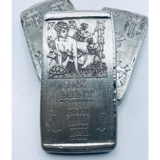 10 Ozt MK BarZ Pin Up- April Monogrammed Back Weight Bar.999 Fine Silver