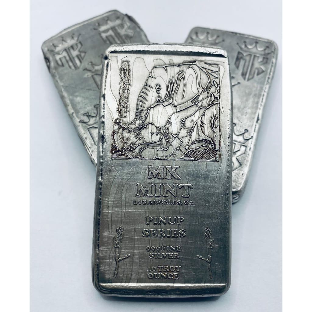 10 Ozt MK BarZ Pin Up- August Monogrammed Back Weight Bar.999 Fine Silver