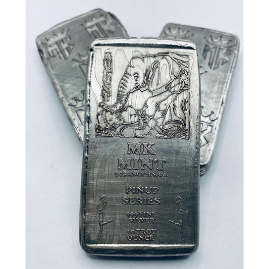10 Ozt MK BarZ Pin Up- August Monogrammed Back Weight Bar.999 Fine Silver