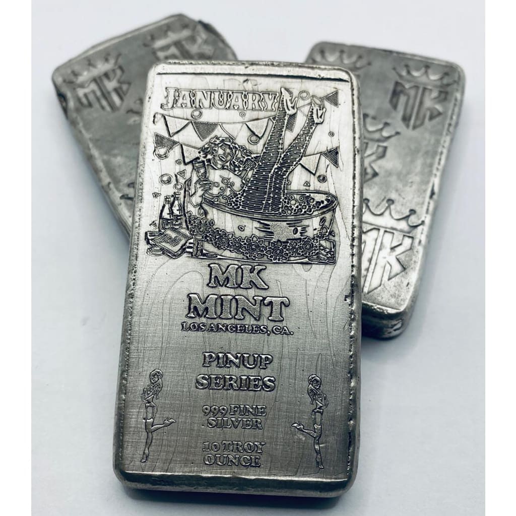 10 Ozt MK BarZ Pin Up- January Monogrammed Back Weight Bar.999 Fine Silver